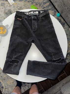 Icecream Black Distressed Slim Straight Men's Jeans